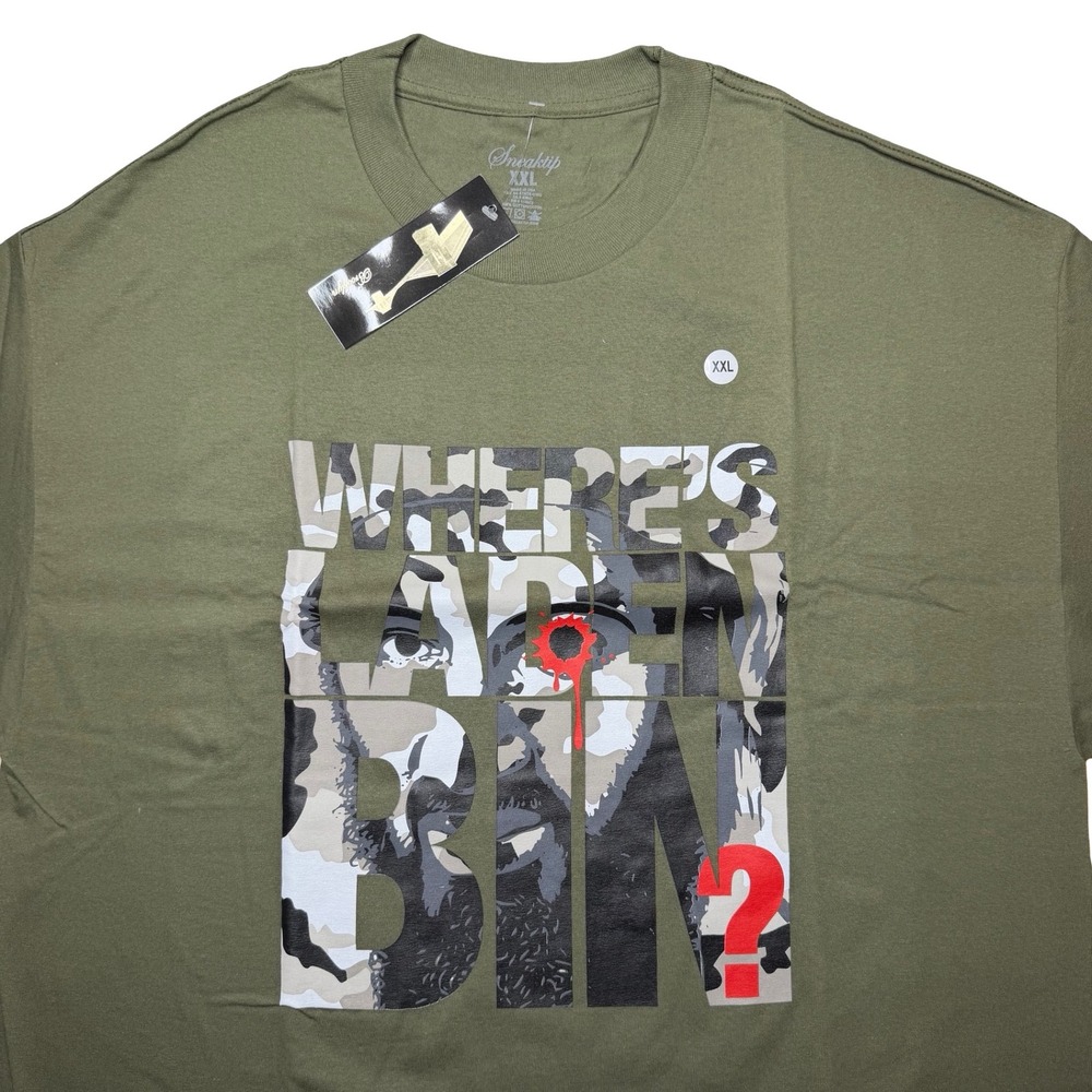Where's Osama Bin Laden x Sneaktip military rap September 911 shirt 2XL